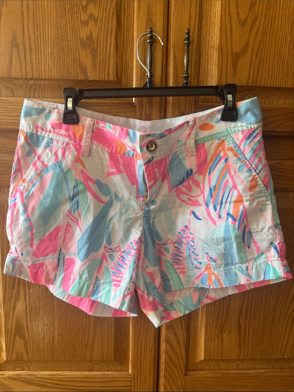 Lilly Pulitzer Pastel Palm Print Cotton Shorts in Pink, Light Blue & Mint